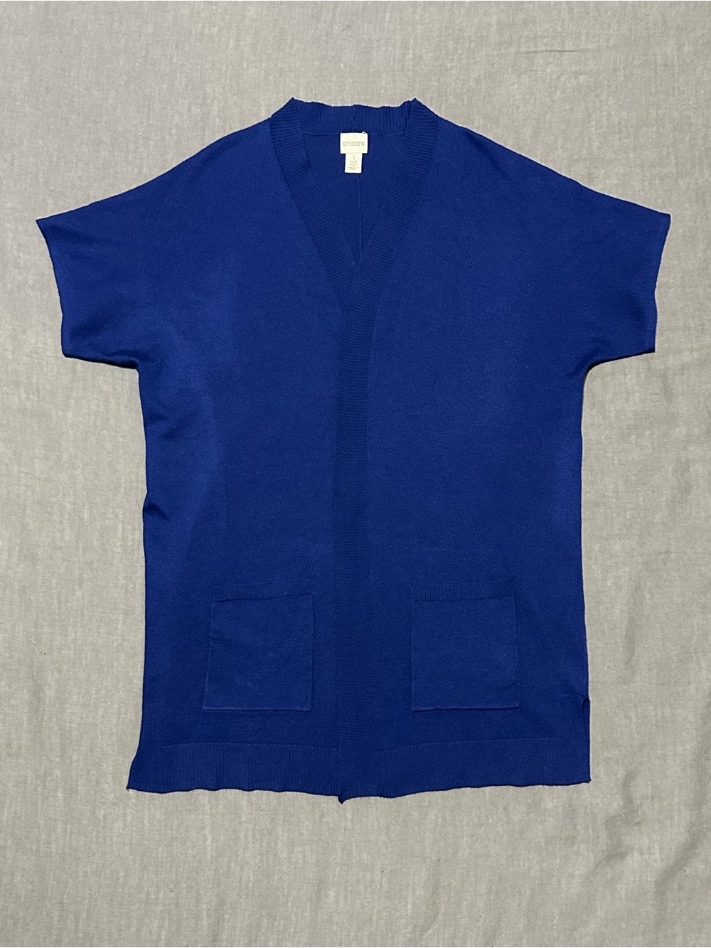 Chico's Short Sleeve Cardigan Sweater - Cobalt Blue